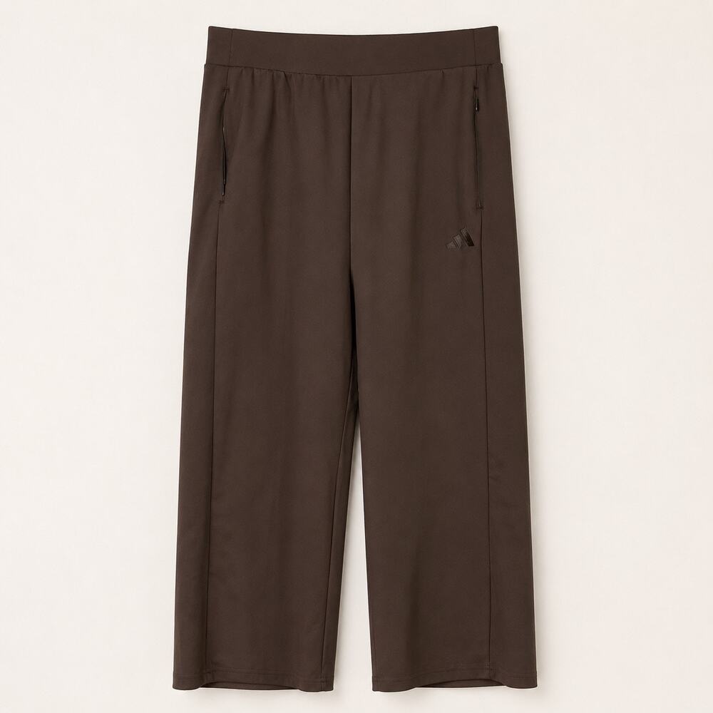 Women’s Brown Wide Leg  Pants XL Adidas High Rise Zip Pockets